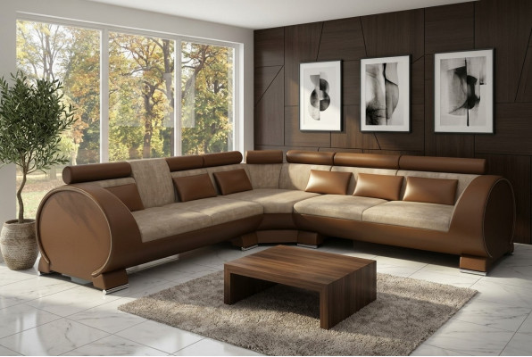 Ecksofa VIGO Sofa + USB Eckgarnitur Ledersofa Lieder Textil Stoff LT01 Eckcouch