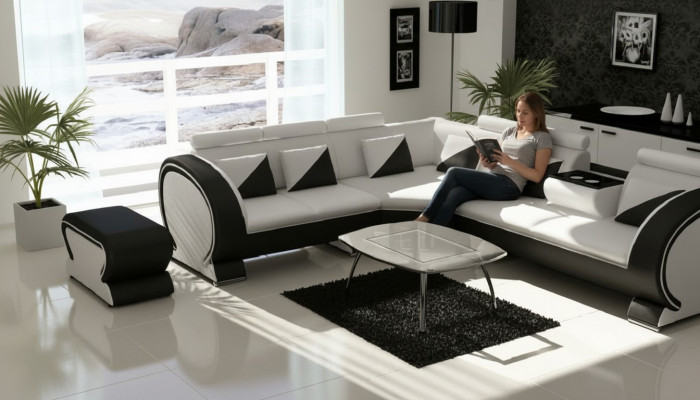 Designer Ecksofa +USB Sofa Polster Garnitur Lounge Sofaen Couches Wunnlandschaft