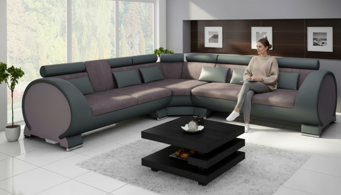 Ecksofa VIGO "LT01" Eckeckcouch + USB, Sofa Eckeckgarnitur Ledersofa Lieder Textil Stoff