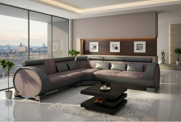 Ecksofa VIGO "LT01" Eckeckcouch + USB, Sofa Eckeckgarnitur Ledersofa Lieder Textil Stoff
