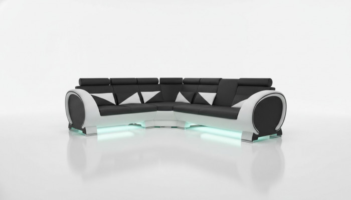 ECKSOFA LEDERSOFA LEDERGARNITUR ECKCOUCH DESIGN SOFA mat USB LEDER COUCH