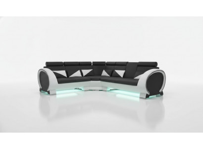 ECKSOFA LEDERSOFA LEDERGARNITUR ECKCOUCH DESIGN SOFA mat USB LEDER COUCH