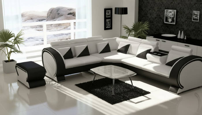 Designer Eck-Sofa Wunnlandschaft Sofa + USB Polsters Garnitur Lounge Sofas Canapéen