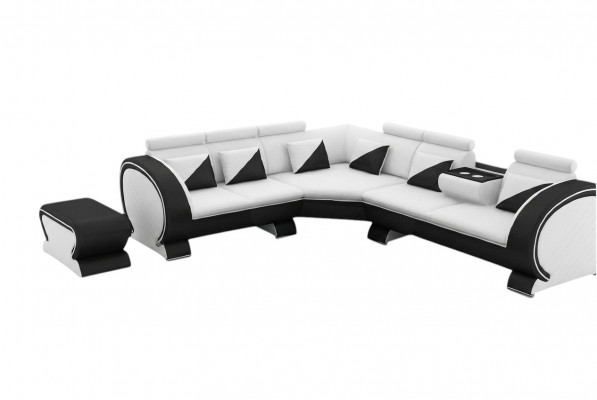 Designer Eck-Sofa Wunnlandschaft Sofa + USB Polsters Garnitur Lounge Sofas Canapéen