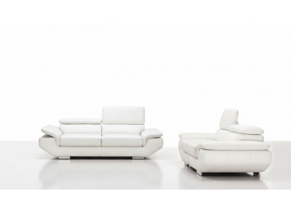 Sofagarnitur mat USB Polster Sofa Sëtz Lieder Garnitur 3+2 Sëtzer Weilrod "Wäiss"