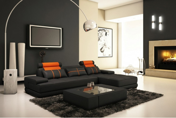 Ledersofa Ecksofa Sofa mat USB Polster Eck Designer Sofas Couchen Nei Paräis S/O