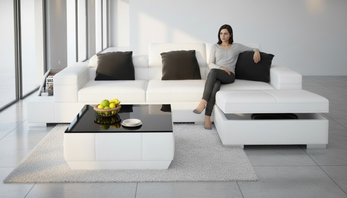 Liederkanapee Sofa mat USB Wunnlandschaft Ecksofa Ecke Garnitur Design Modern K5006D