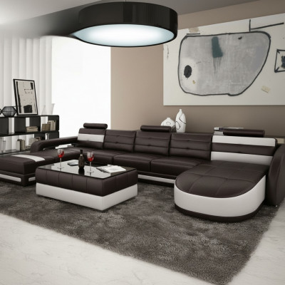 LEDERSOFA ECKSOFA mat USB DESIGNER PISA WUNNENLANSCHAFT COUCH SOFA U FORM COLO 3