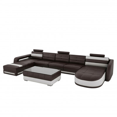 LEDERSOFA ECKSOFA mat USB DESIGNER PISA WUNNENLANSCHAFT COUCH SOFA U FORM COLO 3