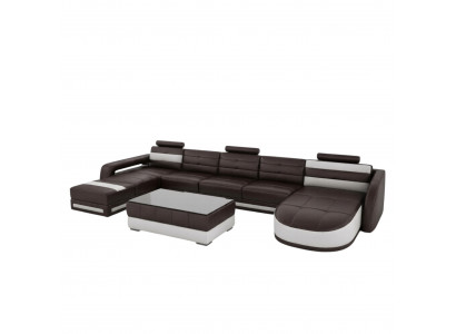 LEDERSOFA ECKSOFA mat USB DESIGNER PISA WUNNENLANSCHAFT COUCH SOFA U FORM COLO 3