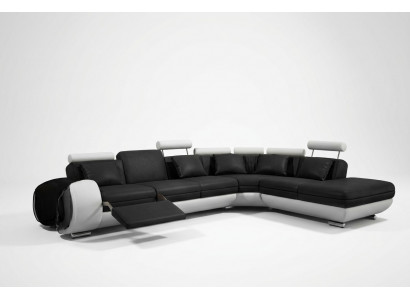 LEDERSOFA LEDERCOUCH mat USB GARNITUR SOFA WUNNLOANDSCHAFT SCHWÄRZ/WÄISS Couch Neit