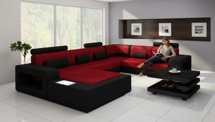 Sofa mat USB Stoff Textil Lieder Sofa mat Beliichtung Wunnlandschaft Moossfabrikatioun