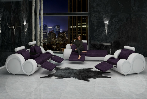 Sofa Garnitur Lieder & Textilstoff + USB, Sofagarnitur 3+Chaise+1 Wunnlandschaft