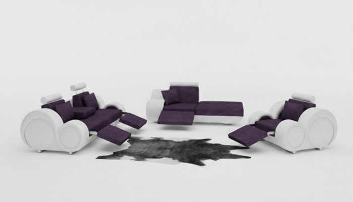Sofa Garnitur Lieder & Textilstoff + USB, Sofagarnitur 3+Chaise+1 Wunnlandschaft