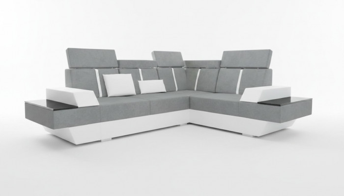 Designer Eckcouch Wunnlandschaft Sofa mat USB Couch Stoff Textil Lieder Patentéiert