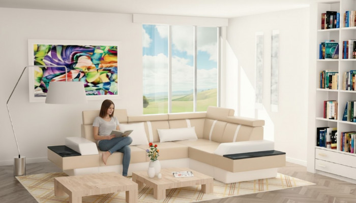 Designer Luxus-Ecksofa, nei Couch, Polstersofa, Ledersofa + USB, Garnitur