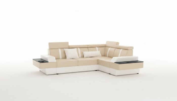 Designer Luxus-Ecksofa, nei Couch, Polstersofa, Ledersofa + USB, Garnitur