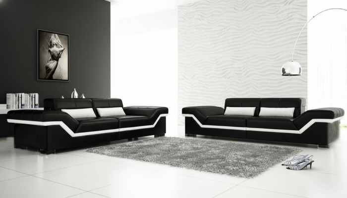 LEDERSOFA SOFA 3+3 SOFA + USB POLSTER LËDER GARNITUR SOFAGARNITUR Moossufertigung