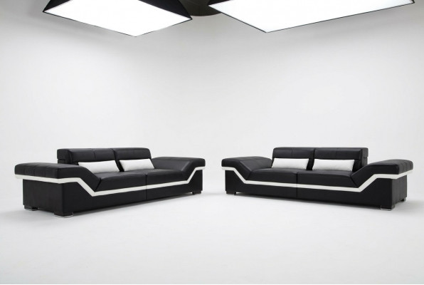 LEDERSOFA SOFA 3+3 SOFA + USB POLSTER LËDER GARNITUR SOFAGARNITUR Moossufertigung