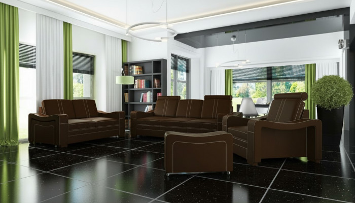 LEDERSOFA Moossfabrikatioun SOFA SOF 3+2+1 USB CANAPÉIE GARNITUR POLSTERGARNITUR Nei