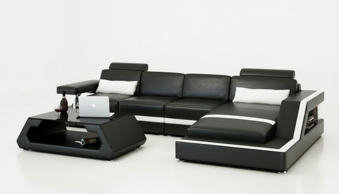LEDERSOFA XXL WUNN'LANSCHAFT GARNITUR USB LEDER ECKSOFA Moossanfertigung HH4
