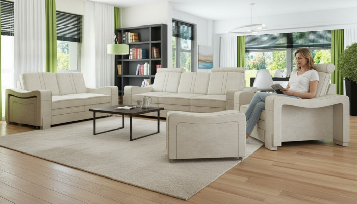 Sofagarnitur Textil Polster Sofa mat USB Garnitur Stoffsofa 3+2+1 Wunnlandschaft