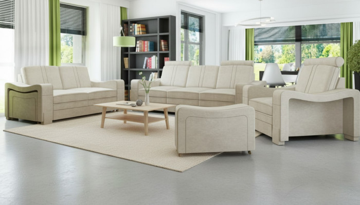 Sofagarnitur Textil Polster Sofa mat USB Garnitur Stoffsofa 3+2+1 Wunnlandschaft