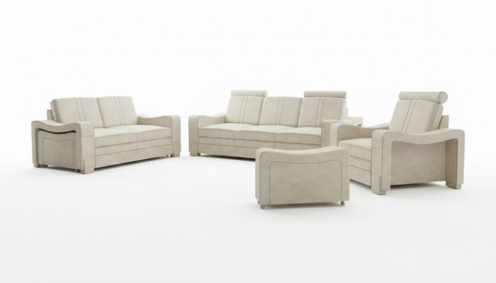 Sofagarnitur Textil Polster Sofa mat USB Garnitur Stoffsofa 3+2+1 Wunnlandschaft