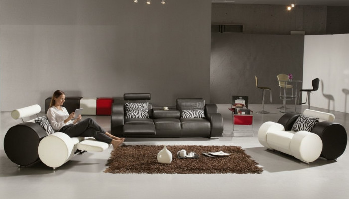 LEDERSOFA mat USB LEDER GARNITUR 3+2+1 Sëtz COUCHGARNITUR DESIGNER SOFA NEI