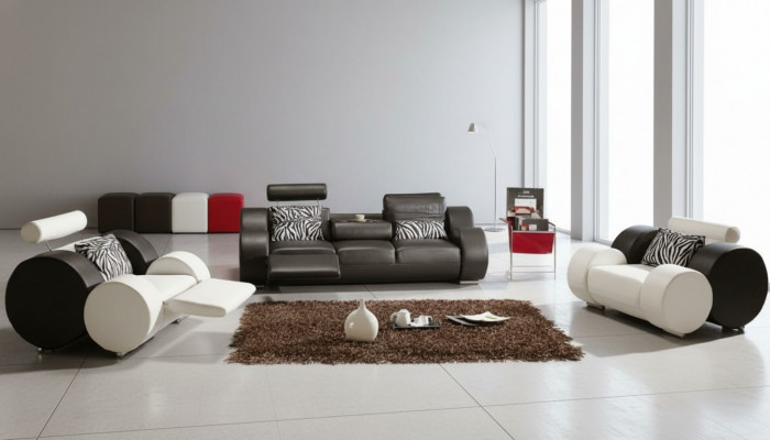 LEDERSOFA mat USB LEDER GARNITUR 3+2+1 Sëtz COUCHGARNITUR DESIGNER SOFA NEI