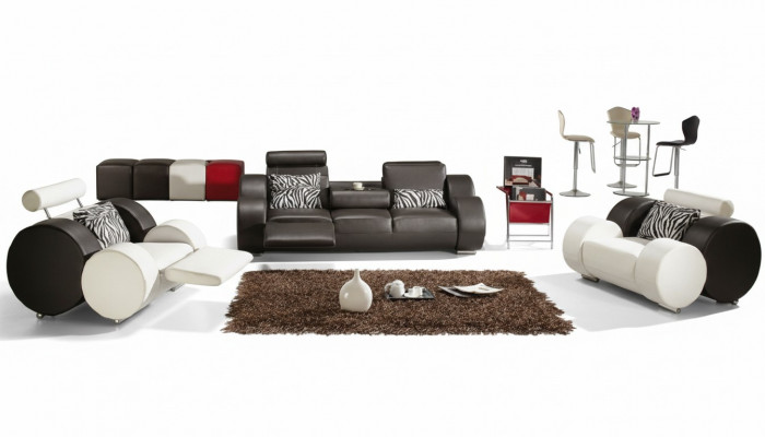 LIEDERSOFAG LIEDERCOUCH 3+2+1 mat USB POLSTERGARNITUR DESIGNER SOFA NEI GARNITUR
