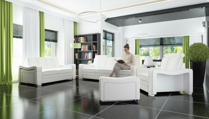 LEDERSOFFA 3+2+1 SOFA +USB GARNITUR POLSTERSOFFA DESIGN SOFFA SOFFAGARNITUR NEI