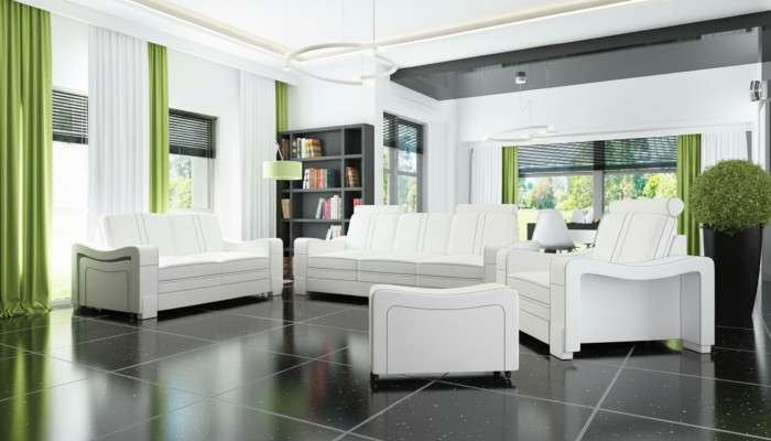 LEDERSOFFA 3+2+1 SOFA +USB GARNITUR POLSTERSOFFA DESIGN SOFFA SOFFAGARNITUR NEI
