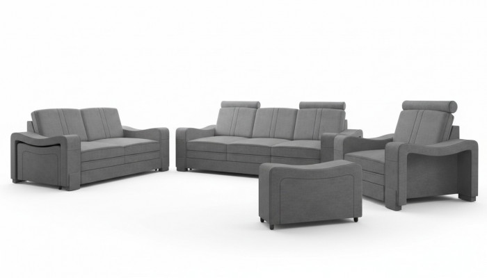 Garnitur Stoffsofa 3+2+1 Sofagarnitur Moossenfabrikatioun Polstersofa USB Textil