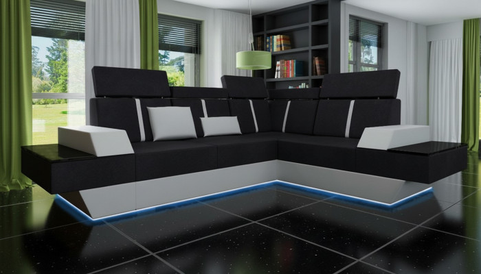 Design Wunnlandschaft Sofa Ecksofa USB Stoff Textil Lieder Moosanfertigung Ecksofa