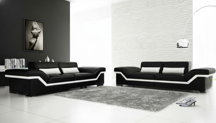 Ledersofa USB Moosaarbecht Sofa 3+3 Sëtz Design Sofa Polster Lieder Garnitur