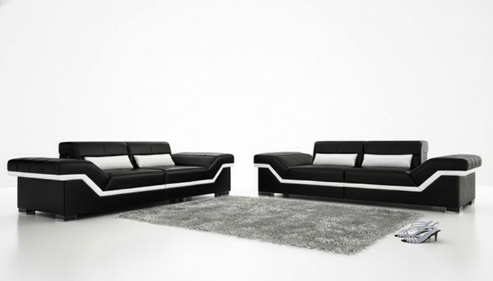 Ledersofa USB Moosaarbecht Sofa 3+3 Sëtz Design Sofa Polster Lieder Garnitur