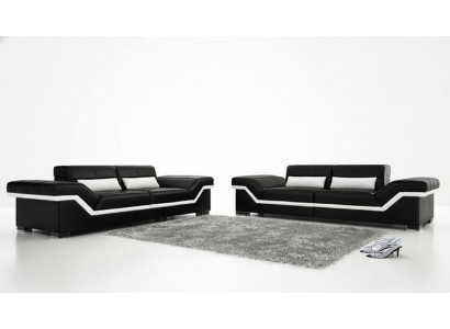 Ledersofa USB Moosaarbecht Sofa 3+3 Sëtz Design Sofa Polster Lieder Garnitur