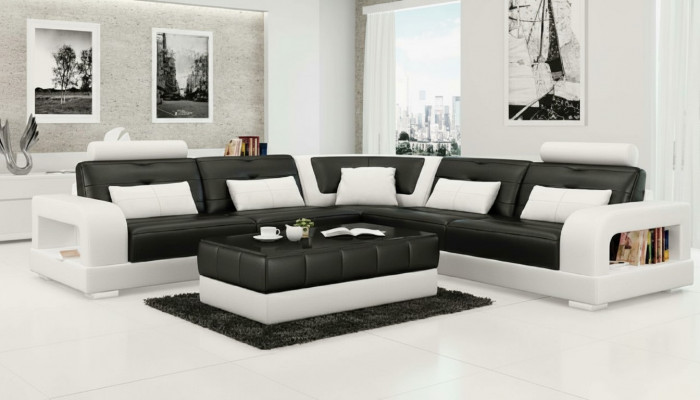 LEDERSOFA SOFA mat USB, ECKSOFA "H2209" SOFAGARNITUR DESIGNER COUCH Moosanfertigung