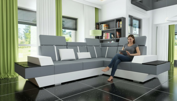 Design Liederdivan USB Wunnlandschaft Polsterdivan Eckdivan Eckcouch Moossgemaach