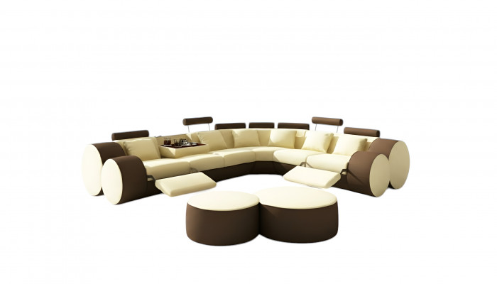 Designer Liederdivan mat USB Sofa Liedersekzioun Eckdivan Wunnlandschaft Moossanfertigung