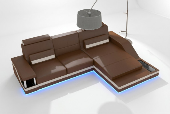 Ecksofa Wunnlandschaft Canapé +USB Eck Garnitur Lieder Textil Stoff Moossanfertigung