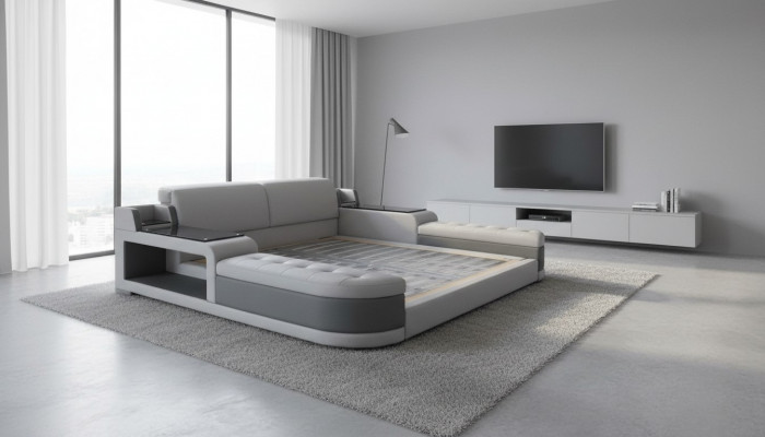 Luxus Design Bett + USB Polsterung Hotel Modern Better Lieder 140/160/180/200