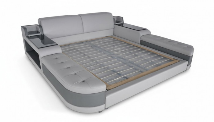 Luxus Design Bett + USB Polsterung Hotel Modern Better Lieder 140/160/180/200