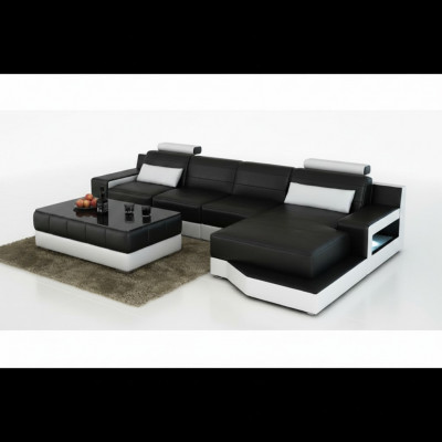 LIEDERCOUCH ECKCOUCH mat USB COUCH GARNITUR WUNNSCHAFT BETTFUNKTIOUN NEI