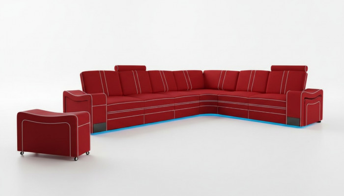 XXL LEDERSOFA WOHLANDSCHAFT GARNITUR LEDER ECKCOUCH GARNITUR mat USB POLSTER
