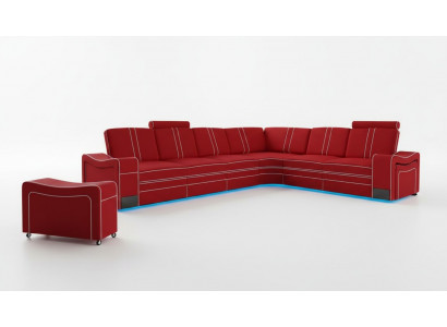 XXL LEDERSOFA WOHLANDSCHAFT GARNITUR LEDER ECKCOUCH GARNITUR mat USB POLSTER