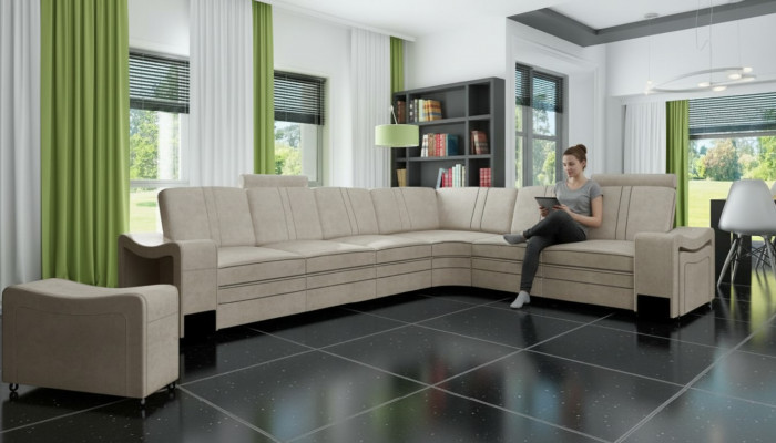 Stoffcanapé Textil Polster Eckcanapé Sofa mat USB Ecksofa Wunnlandschaft Stoffsofa
