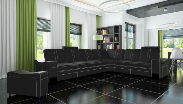 LEDER ECKCOUCH GARNITUR Moosschneiderei USB LEDERSOFA XXL WUNN-LANDSCHAFT Nei
