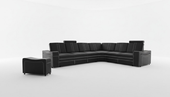 LEDER ECKCOUCH GARNITUR Moosschneiderei USB LEDERSOFA XXL WUNN-LANDSCHAFT Nei